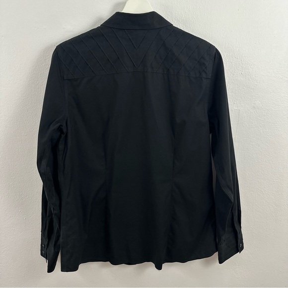 Foxcroft Black Non Iron Stretch Button Down Shirt women's Size 10 - Picture 2 of 5